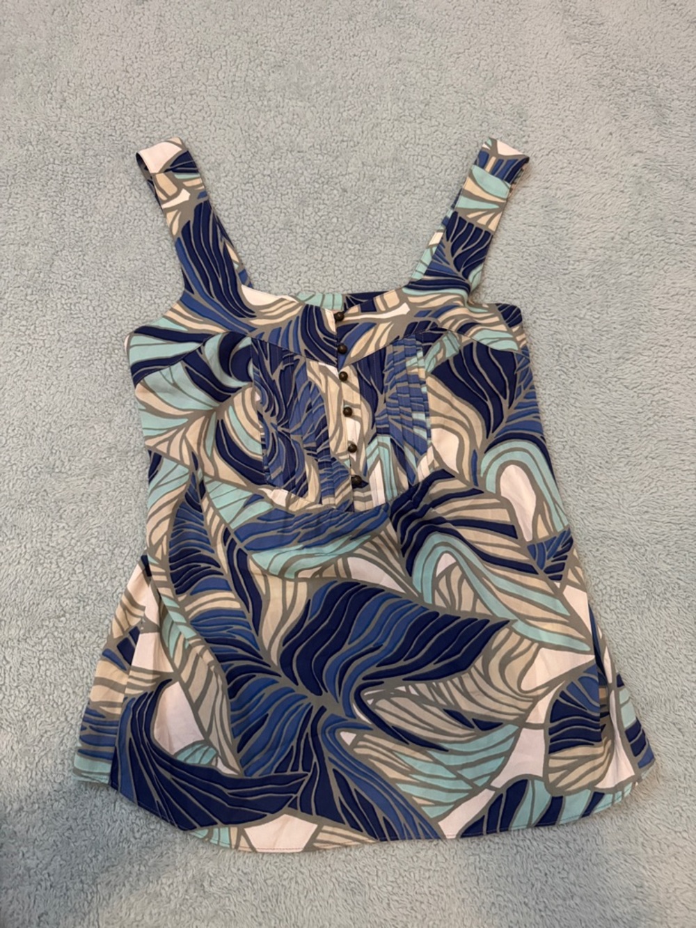 Banana Republic Blue and Aqua Leaf-Print Camisole